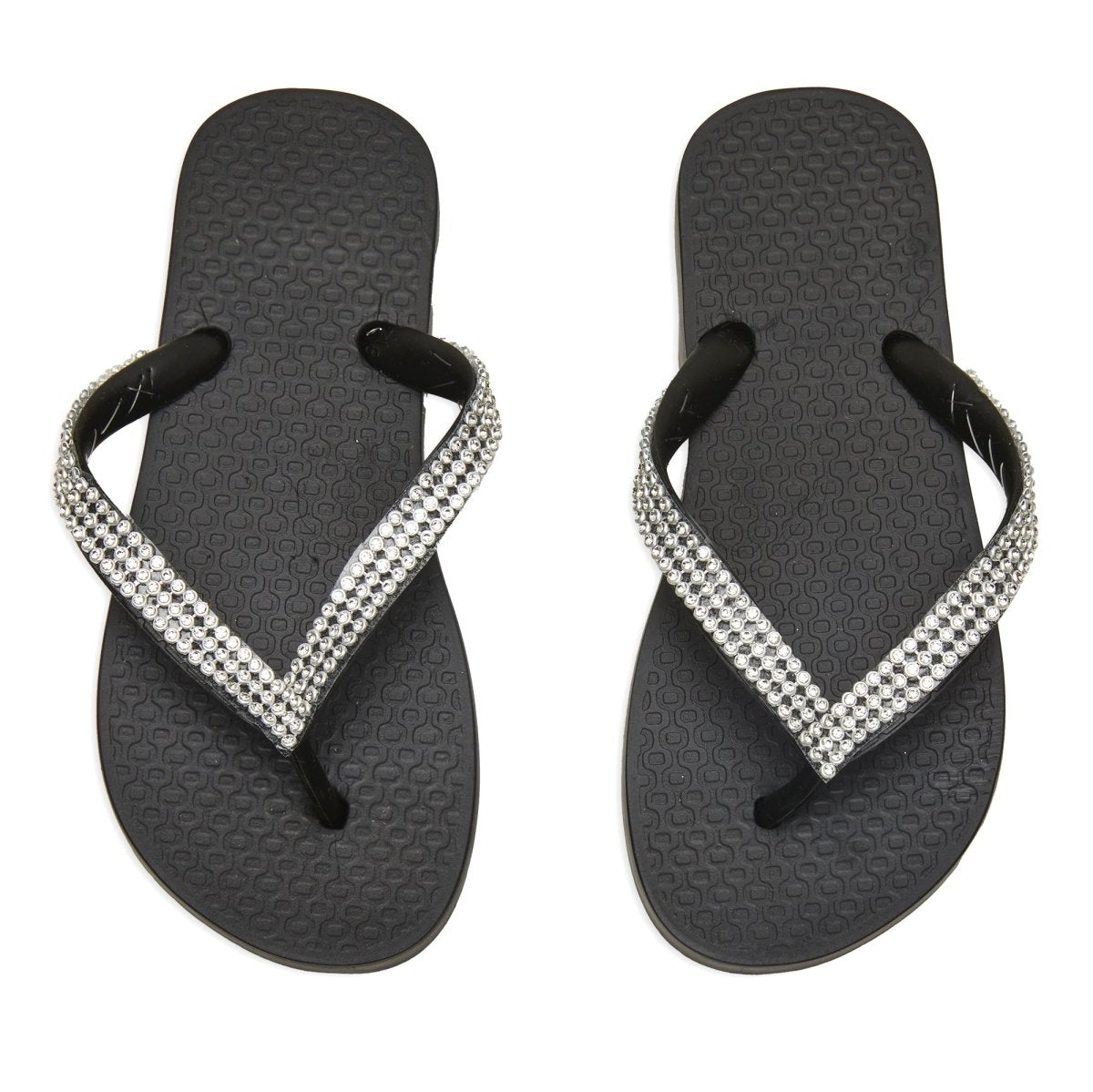 CRYSTAL STONE FLIP FLOP SANDALS - SANDALS