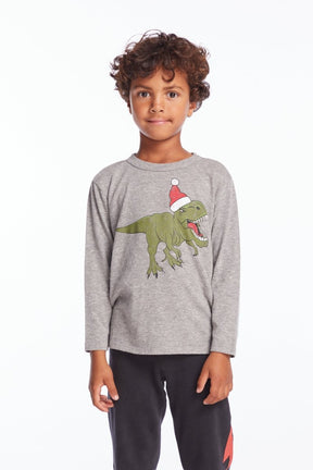 DINO SANTA LONG SLEEVE TSHIRT (PREORDER) - CHASER KIDS