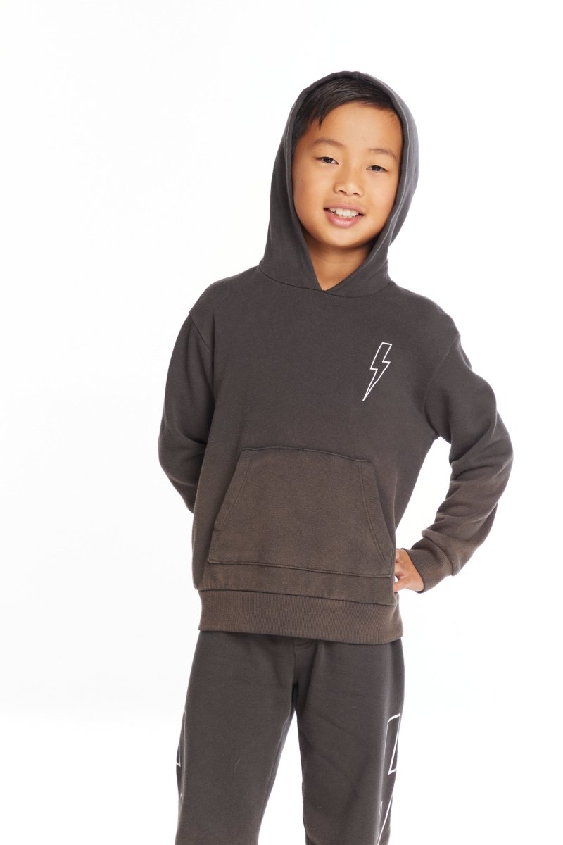 DISTRESSED LIGHTNING BOLT HOODIE (PREORDER) - CHASER KIDS