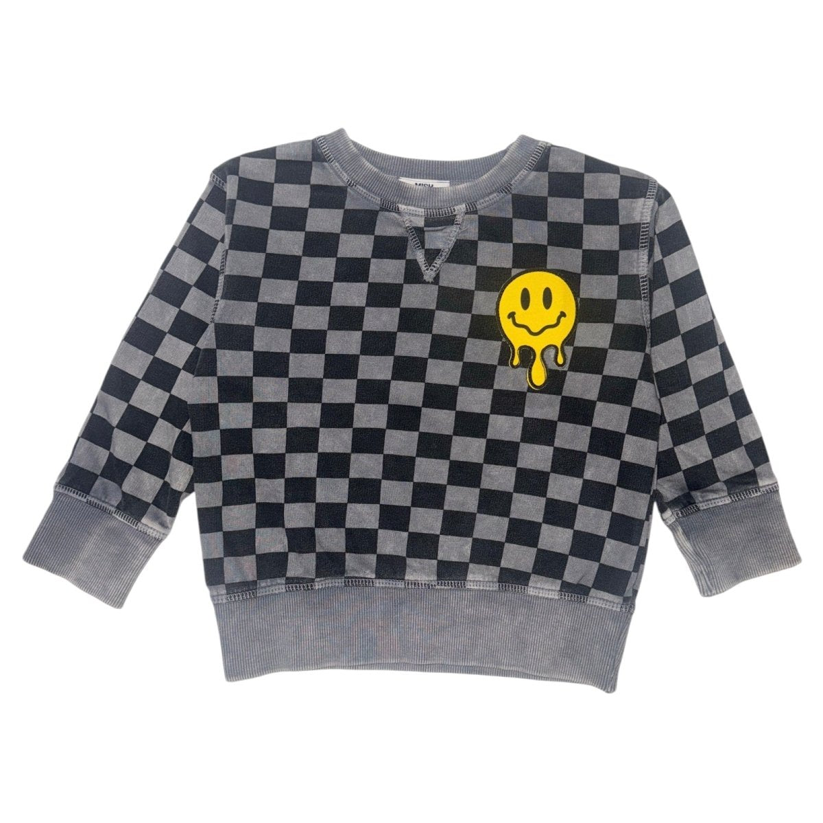 DRIP SMILEY CHECKERED SWEATSHIRT - SWEATERS