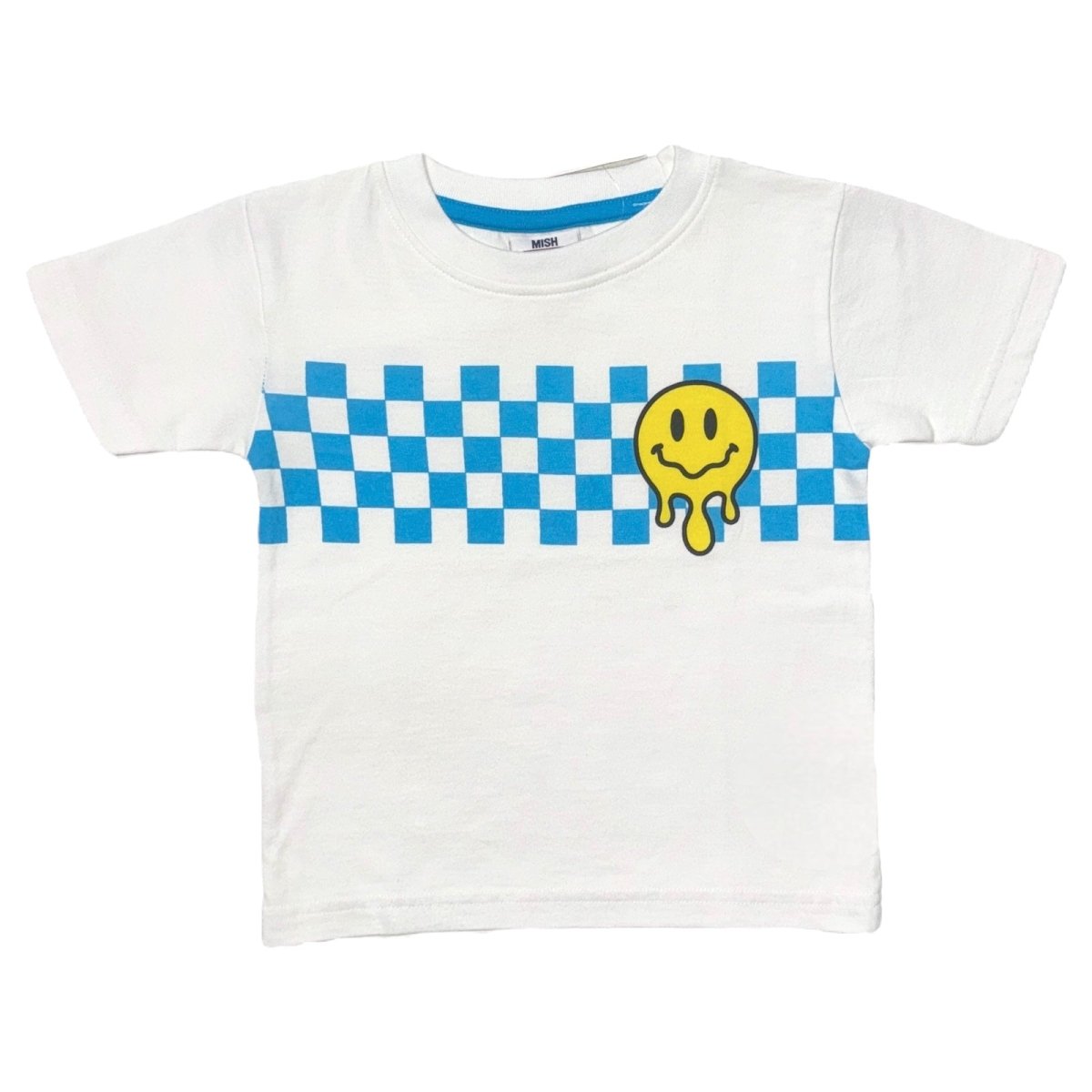 DRIP SMILEY CHECKERED TSHIRT - SHORT SLEEVE TOPS