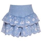 EMBROIDERED TIERED SKORT (PREORDER) - SARA SARA