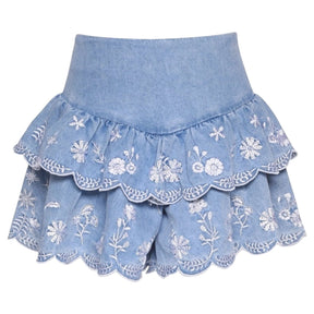 EMBROIDERED TIERED SKORT (PREORDER) - SARA SARA