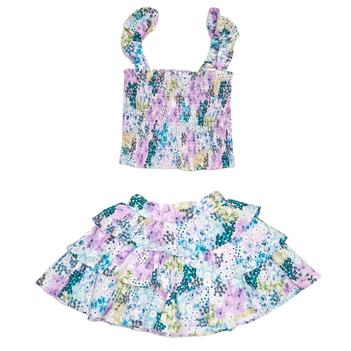 ESTELLE MEADOW SMOCKED TOP AND RUFFLE SKIRT - SET