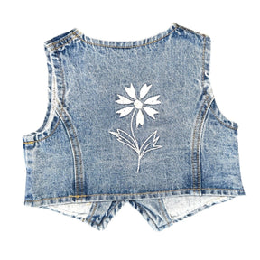 FLOWER DENIM VEST - RYLEE + CRU