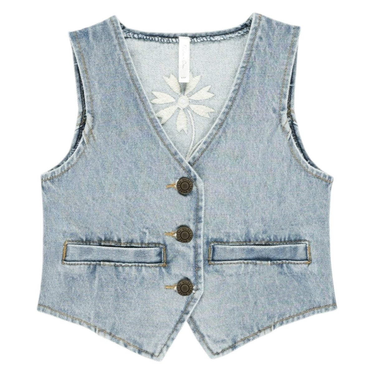 FLOWER DENIM VEST - RYLEE + CRU