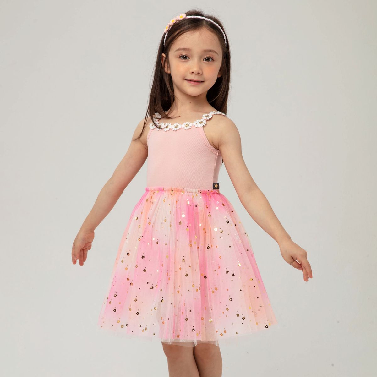 FLOWER LACE SHIMMERY STARS TUTU DRESS - DRESSES