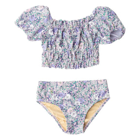 FLOWER POWER PUFF SLEEVE TWO PIECE BIKINI (PREORDER) - TWO PIECE BIKINI