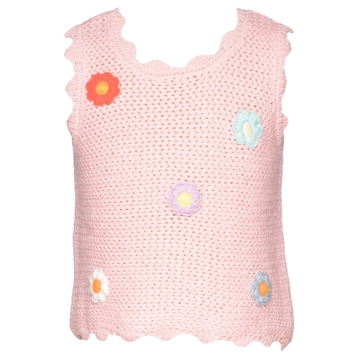 FLOWER TRIM CROCHET TANK TOP - TANK TOPS