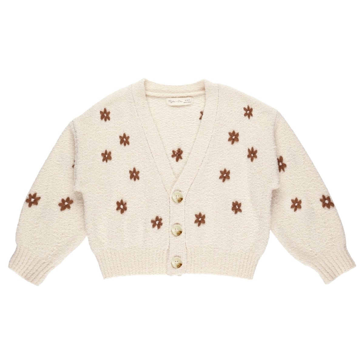 FLOWERS CROPPED BOXY CARDIGAN - RYLEE + CRU