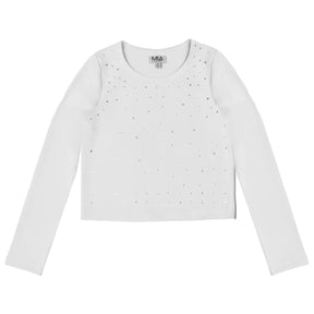 GLAM RHINESTONE LONG SLEEVE TSHIRT (PREORDER) - MIA NEW YORK