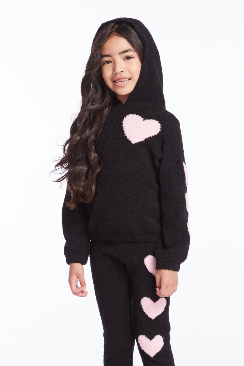 HEART FUZZY FLEECE HOODIE - HOODIES