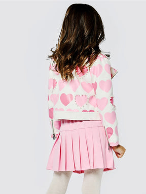 HEART PRINT MOTO JACKET W/ PEARLS (PREORDER) - SARA SARA