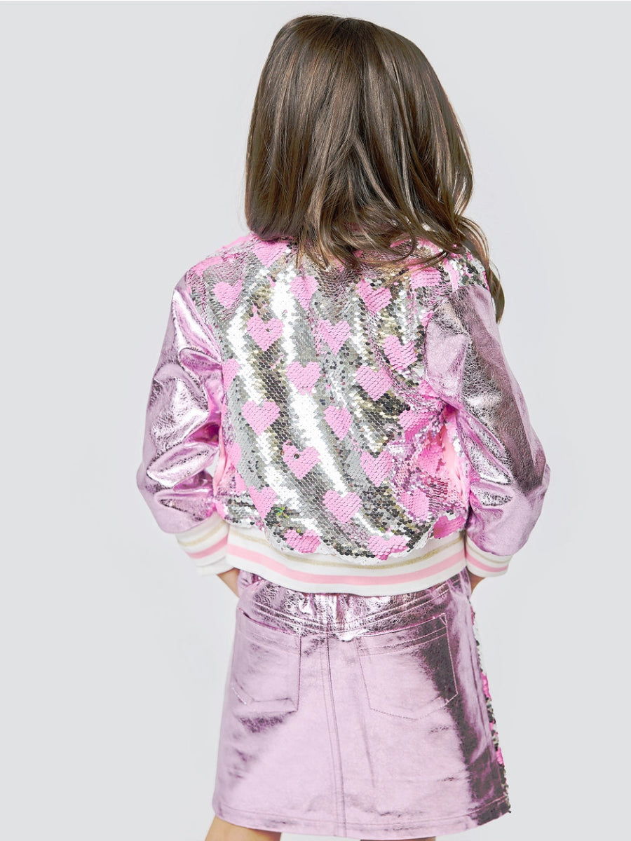 HEART SEQUIN METALLIC JACKET - JACKETS