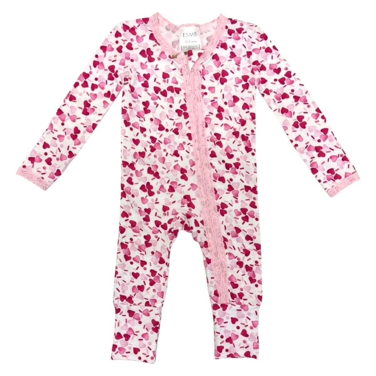 HEART SPRINKLES ZIP FOOTIE - FOOTIES