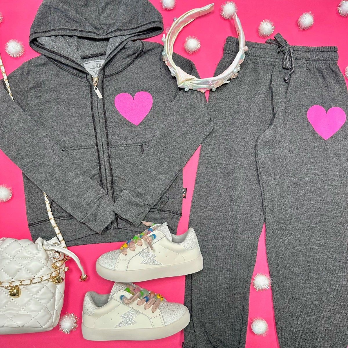 HEART ZIP UP HOODIE - T2LOVE