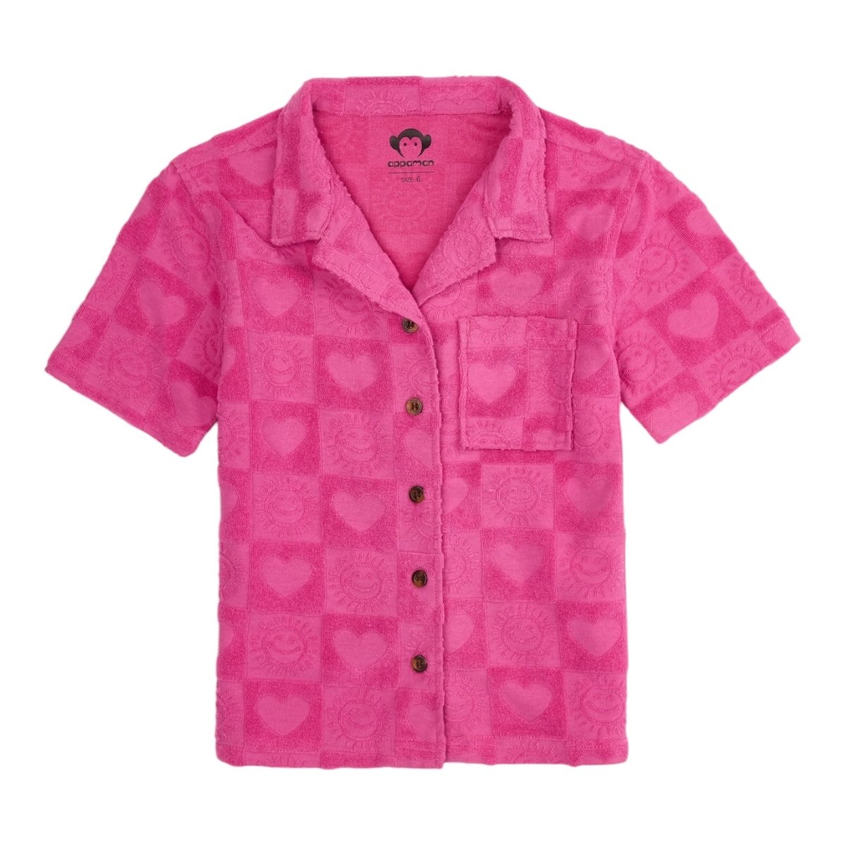 HEARTS CHECKERED TERRY RESORT BUTTON DOWN TOP (PREORDER) - APPAMAN