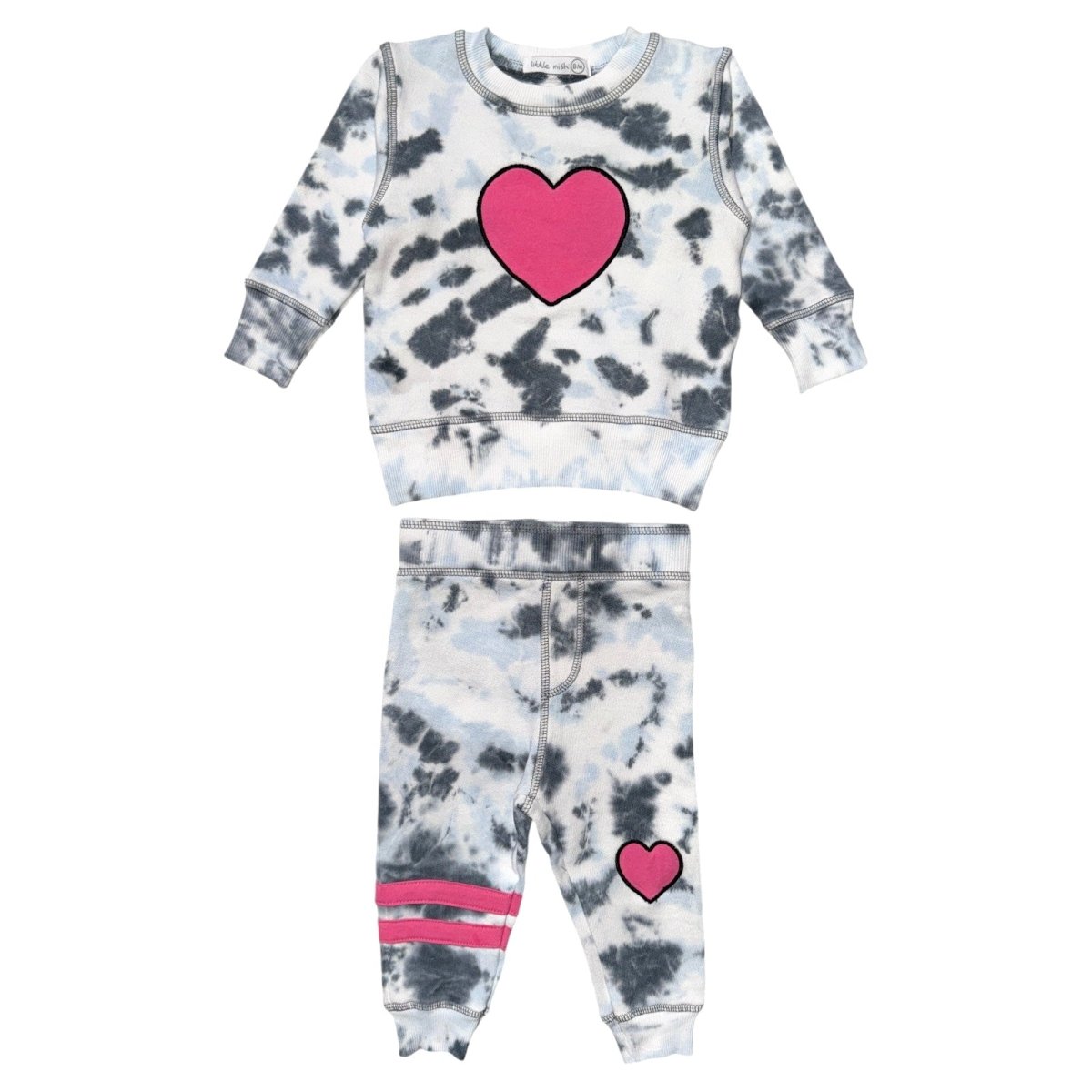 HEARTS TIE DYE SWEATSHIRT AND SWEATPANTS SET - MISH MISH