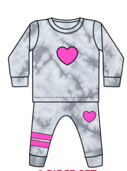 HEARTS TIE DYE SWEATSHIRT AND SWEATPANTS SET (PREORDER) - MISH MISH