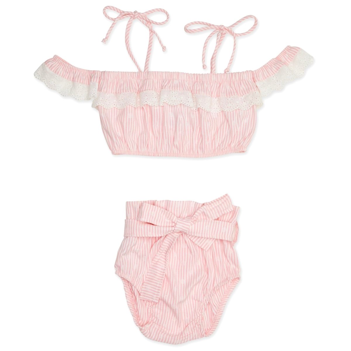 HELENA OFF THE SHOULDER STRIPE TOP AND BLOOMERS SET - SET