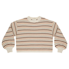 HONEYCOMB STRIPE BOXY CROP SWEATER - RYLEE + CRU