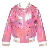 JEWELED LOVE FAUX LEATHER JACKET (PREORDER) - SARA SARA