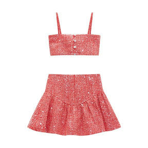 JINGLE CROP CROP AND SKIRT SET - SET