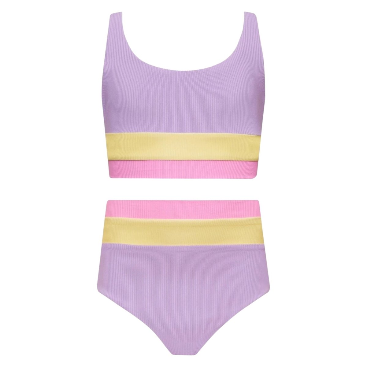 LIL MACKENZIE HEIDI COLOR BLOCK TWO PIECE BIKINI - BEACH RIOT KIDS