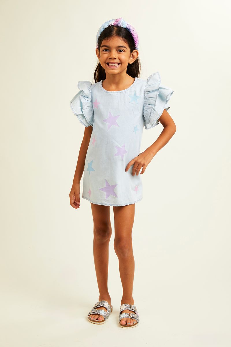 LONDON STARS DENIM DRESS (PREORDER) - MINI DREAMERS