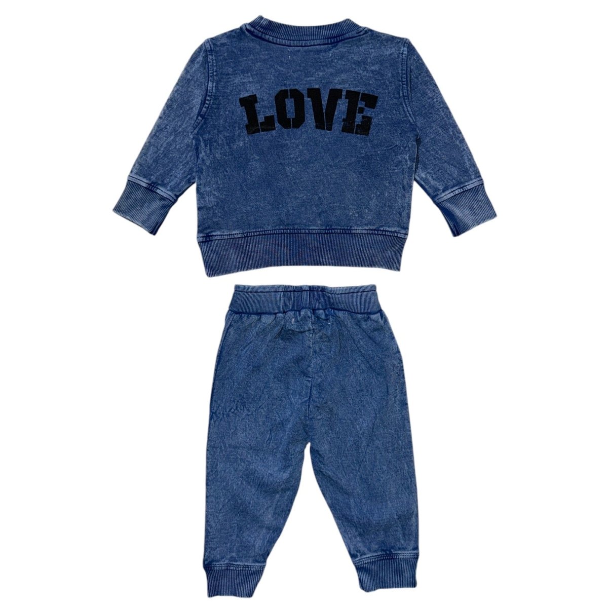 LOVE HEARTS DENIM SWEATSHIRT & SWEATPANTS SET - MISH MISH