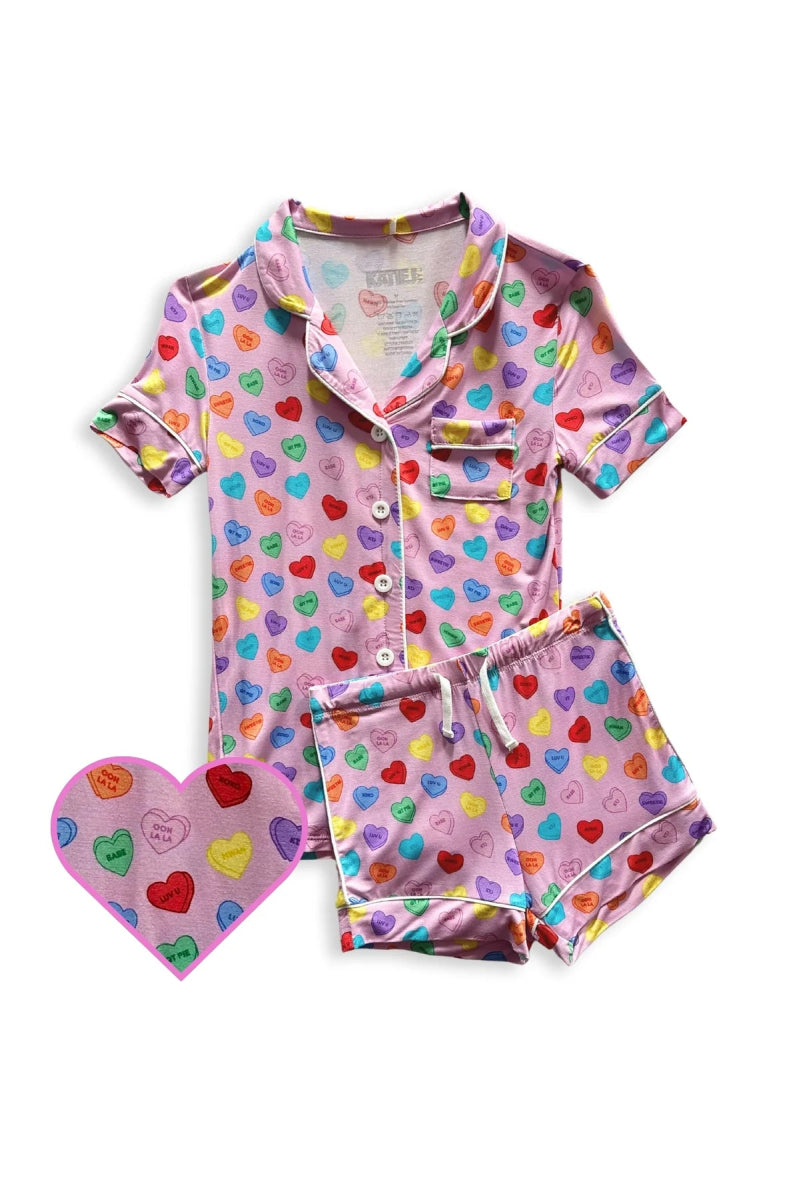 LYNN SWEETHEARTS SHORT SLEEVE LOUNGE SET (PREORDER) - KATIE J NEW YORK