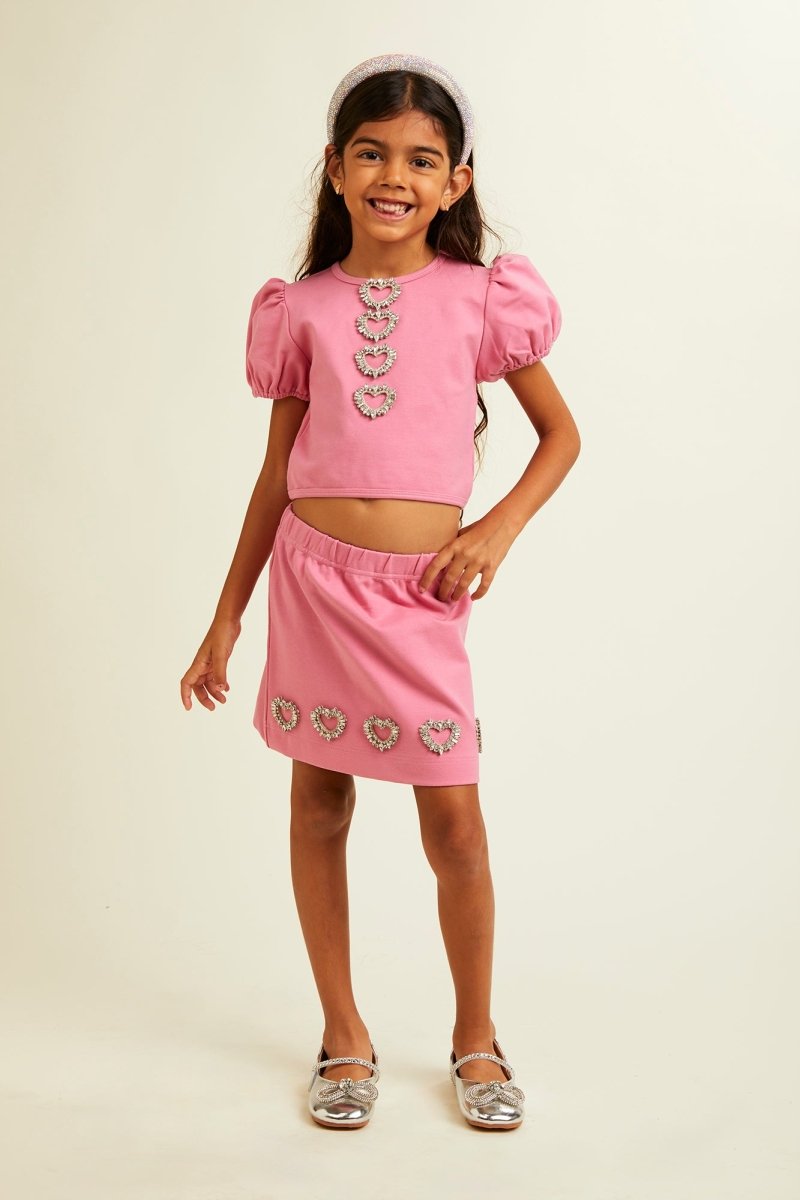 MANHATTAN HEARTS PUFF SLEEVE TOP AND SKIRT SET - MINI DREAMERS