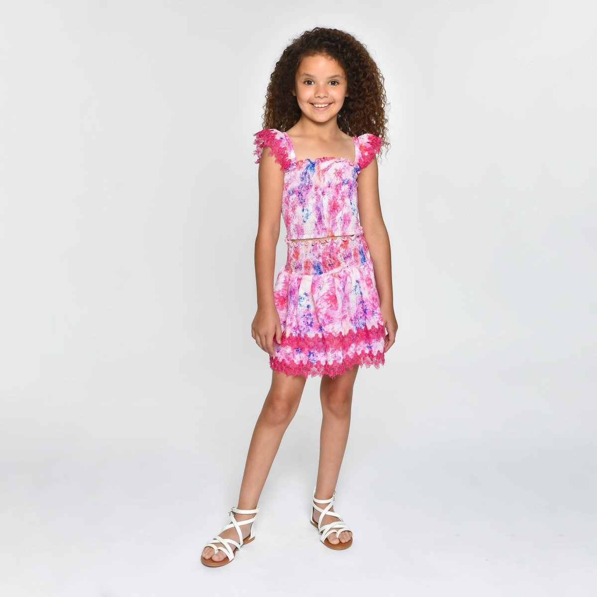 MARIEL COSMIC PETALS SMOCKED TOP AND RUFFLE SKIRT - SET