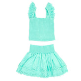 MARIEL MINT CRUSH SMOCKED TOP AND RUFFLE SKIRT - LITTLE PEIXOTO