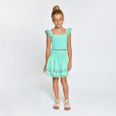 MARIEL MINT CRUSH SMOCKED TOP AND RUFFLE SKIRT (PREORDER) - LITTLE PEIXOTO