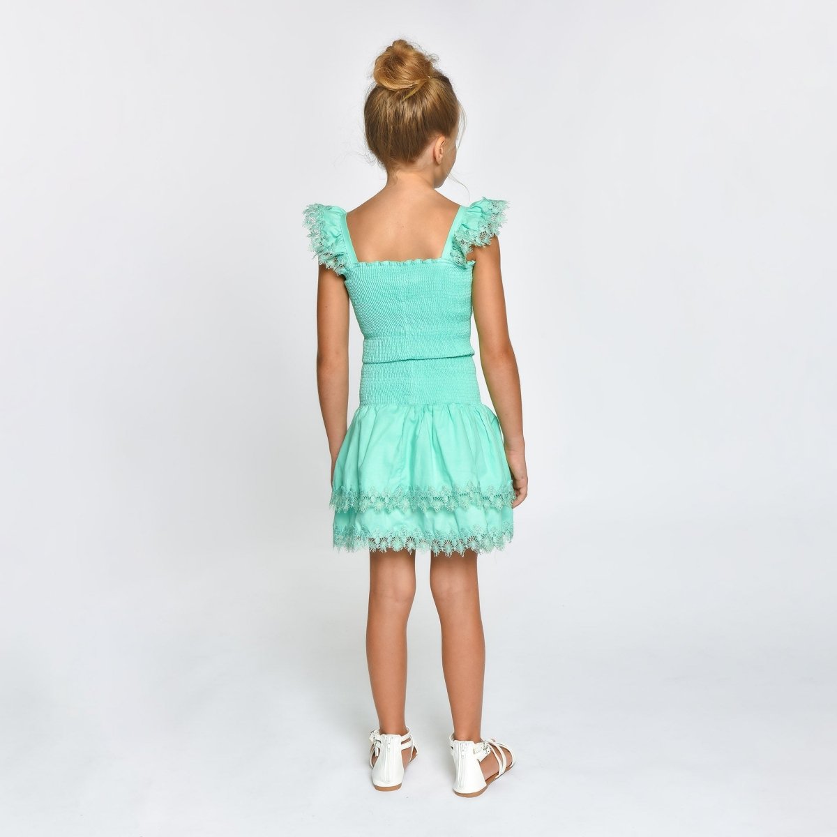 MARIEL MINT CRUSH SMOCKED TOP AND RUFFLE SKIRT (PREORDER) - LITTLE PEIXOTO