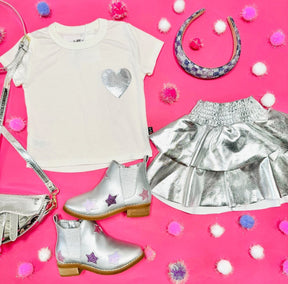 METALLIC HEART TSHIRT - T2LOVE