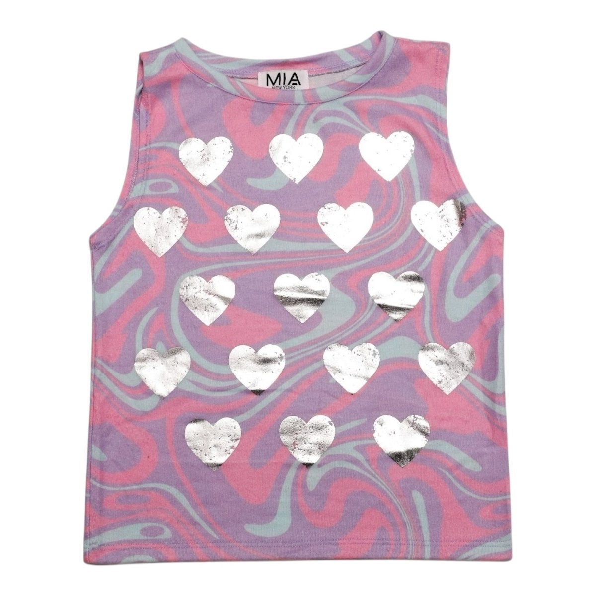 METALLIC HEARTS SWIRL HACHI TANK TOP (PREORDER) - MIA NEW YORK