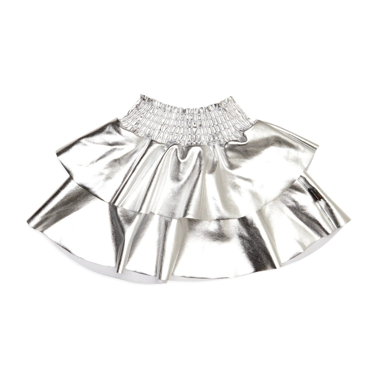 METALLIC PLEATHER TIERED SKIRT - T2LOVE