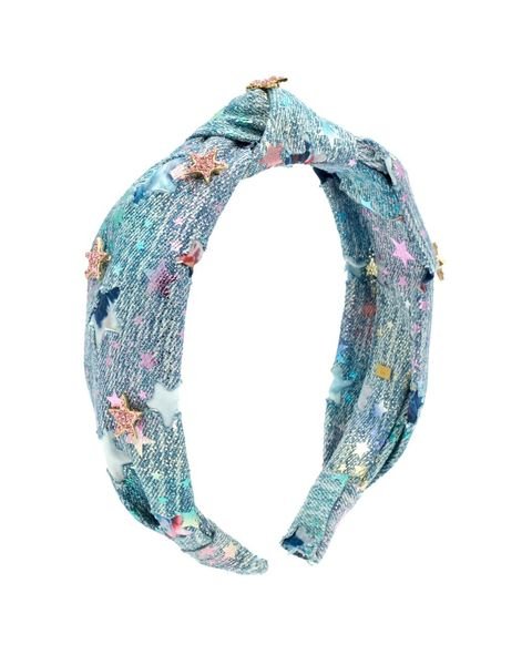 METALLIC STARS DENIM HEADBAND - HEADBANDS