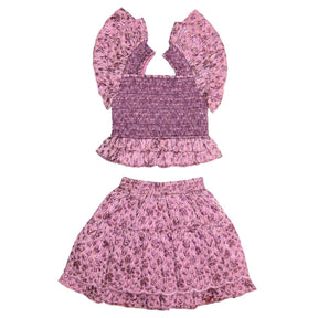 MYSTIQUE TYLER SMOCKED TOP AND RUFFLE SKIRT SET - SET