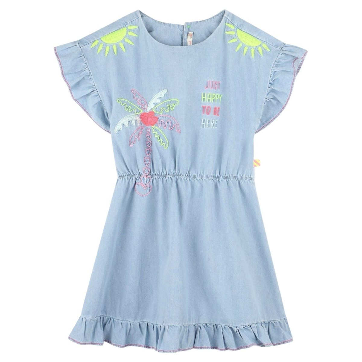 NEON EMBROIDERED DENIM DRESS - DRESSES