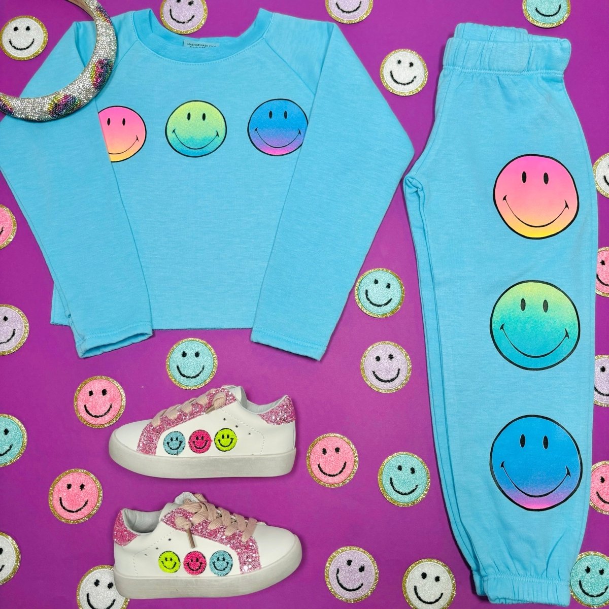 NEON SMILEY FACE SWEATSHIRT - SWEATERS