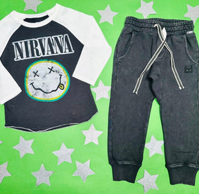 NIRVANA LONG SLEEVE RAGLAN TSHIRT - ROWDY SPROUT