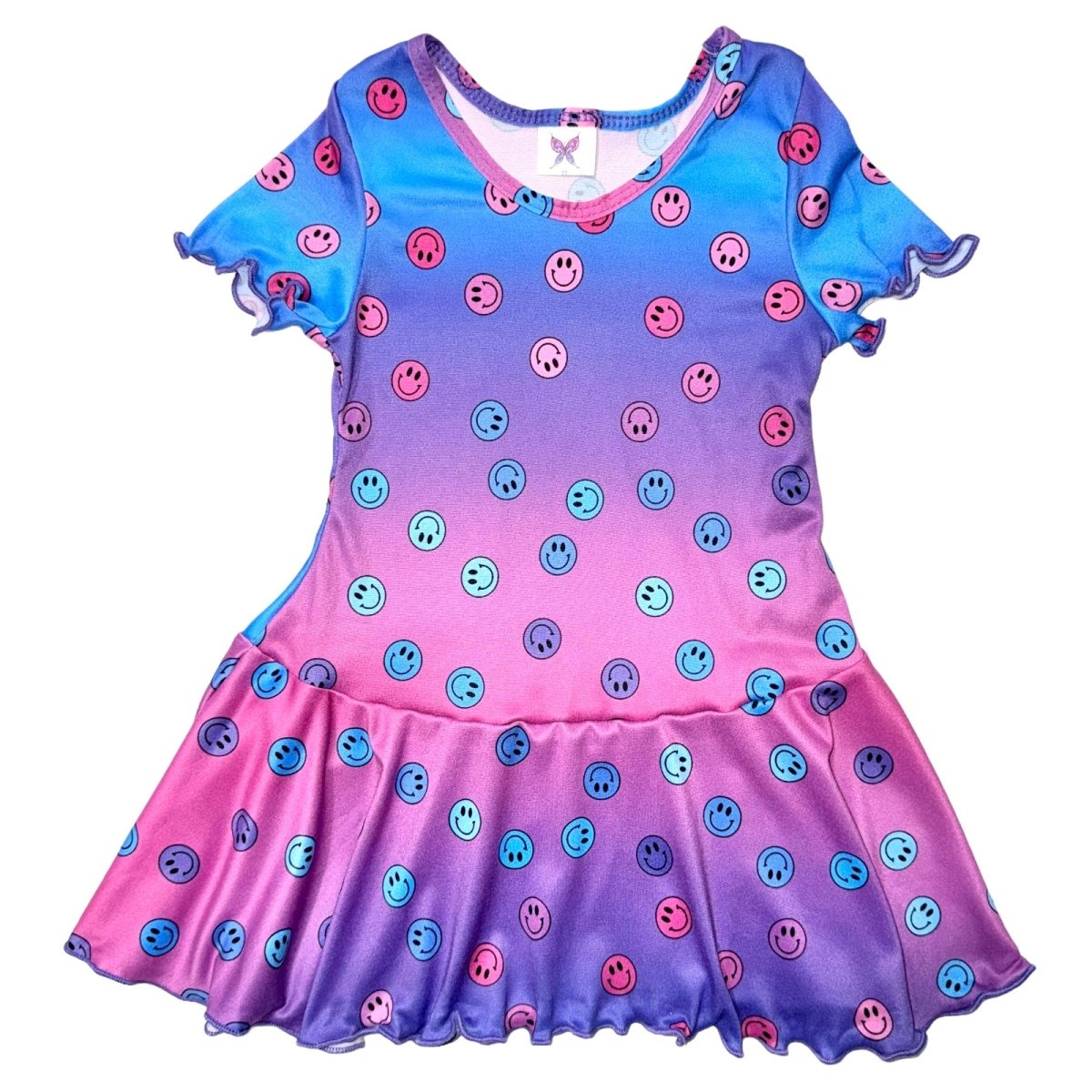 OMBRÉ SMILEY FACE DRESS - SOCIAL BUTTERFLY