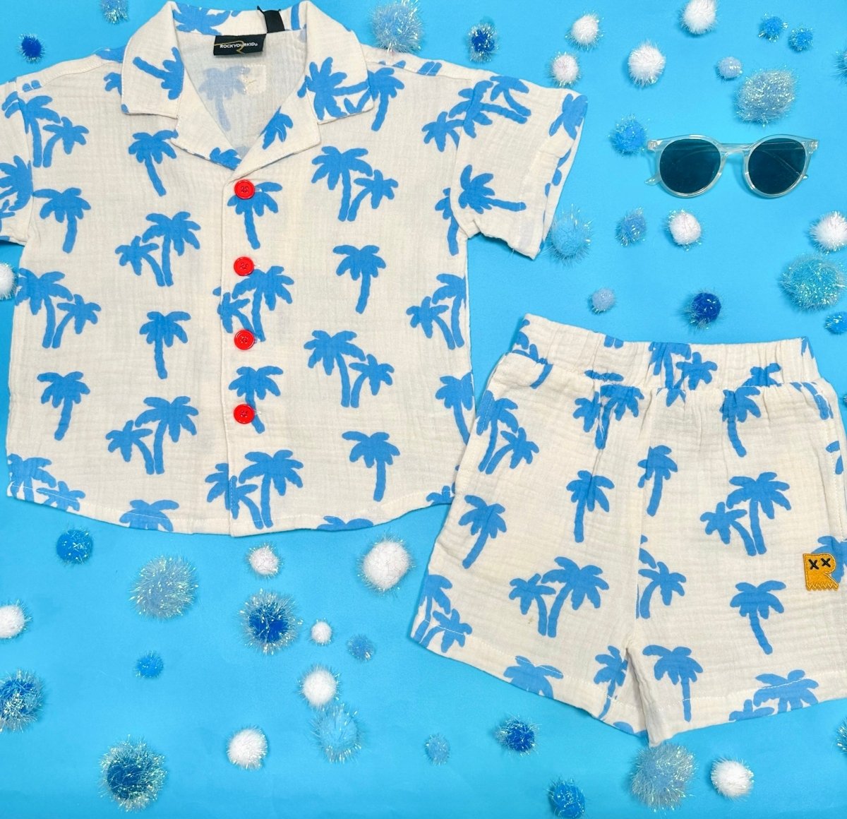 PALM TREES BUTTON DOWN TOP - ROCK YOUR BABY