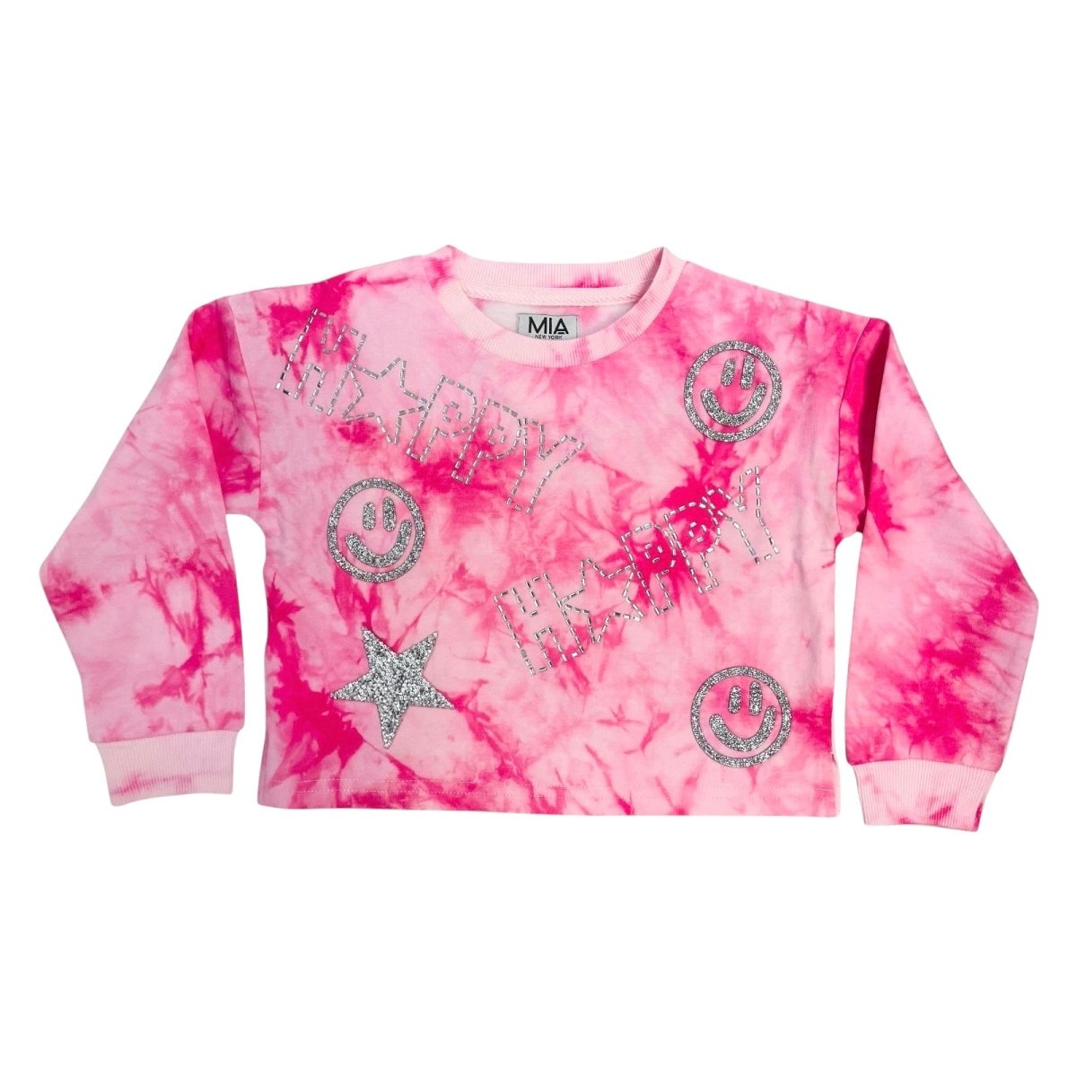 PEACE SIGN & SMILEY FACE TIE DYE SWEATSHIRT (PREORDER) - MIA NEW YORK