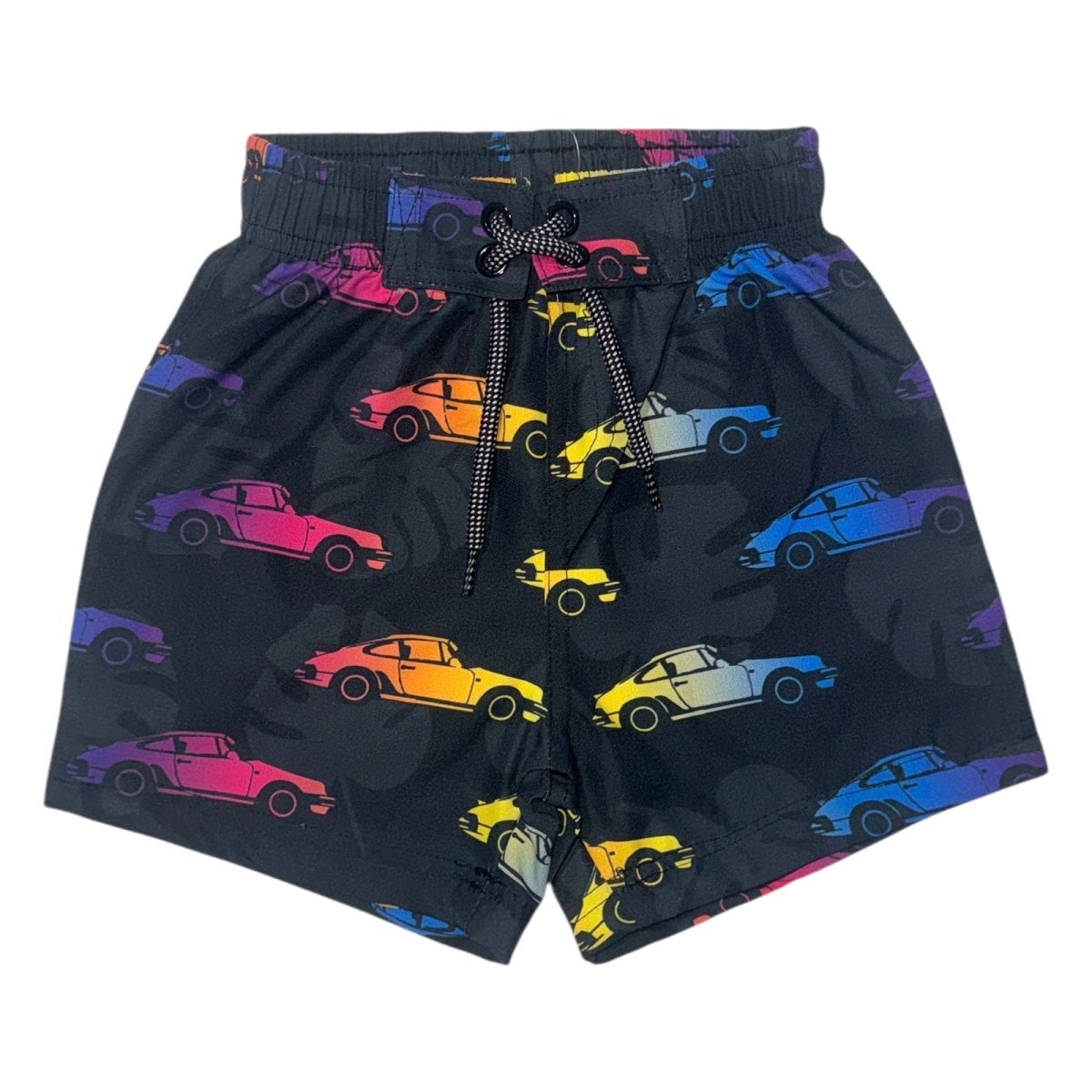 RACE CARS & PALM TREES SWIM TRUNKS - SWIM TRUNKS