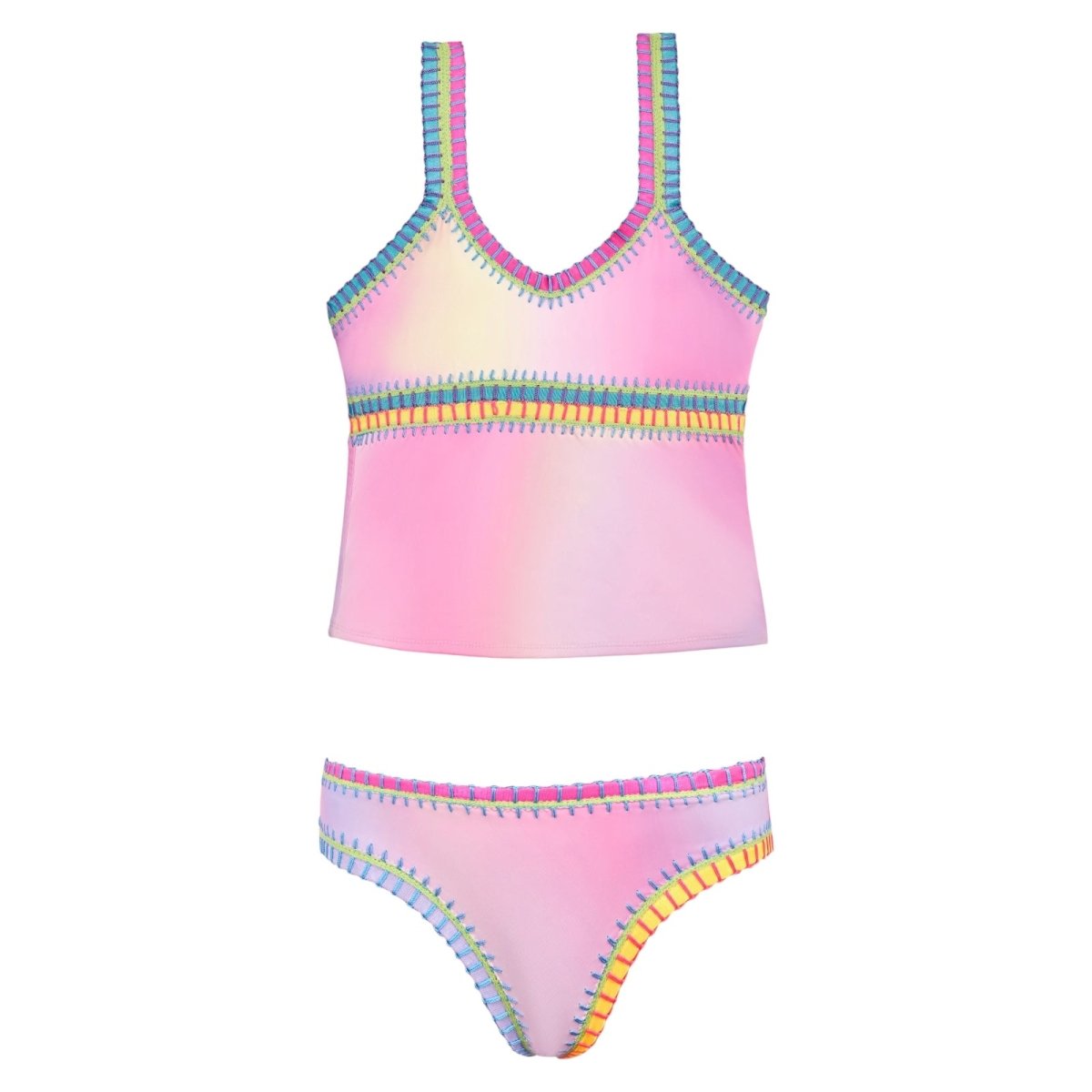 RAINBOW EMBROIDERED TIE DYE TWO PIECE TANKINI (PREORDER) - PQ KIDS