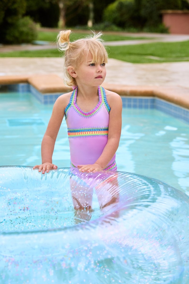 RAINBOW EMBROIDERED TIE DYE TWO PIECE TANKINI (PREORDER) - PQ KIDS